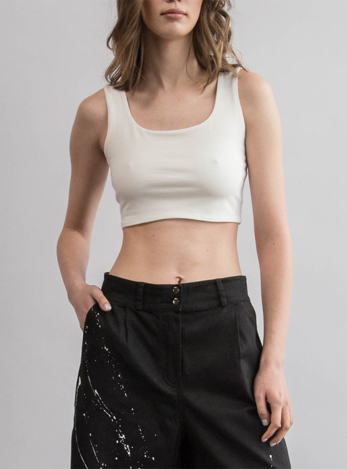 Укорочений топ з бавовни ZHARKO (ZHRK_zbasic0001top-white)