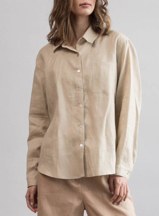 Лляна сорочка oversize ZHARKO (ZHRK_zbasic0001wgb-beige) - фото 15