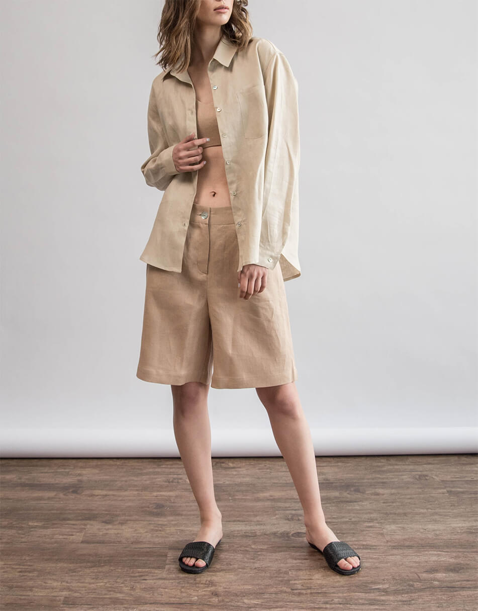 85 Лляна сорочка oversize ZHARKO (ZHRK_zbasic0001wgb-beige) - фото 4