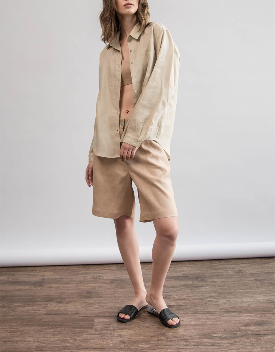 86 Лляна сорочка oversize ZHARKO (ZHRK_zbasic0001wgb-beige) - фото 5