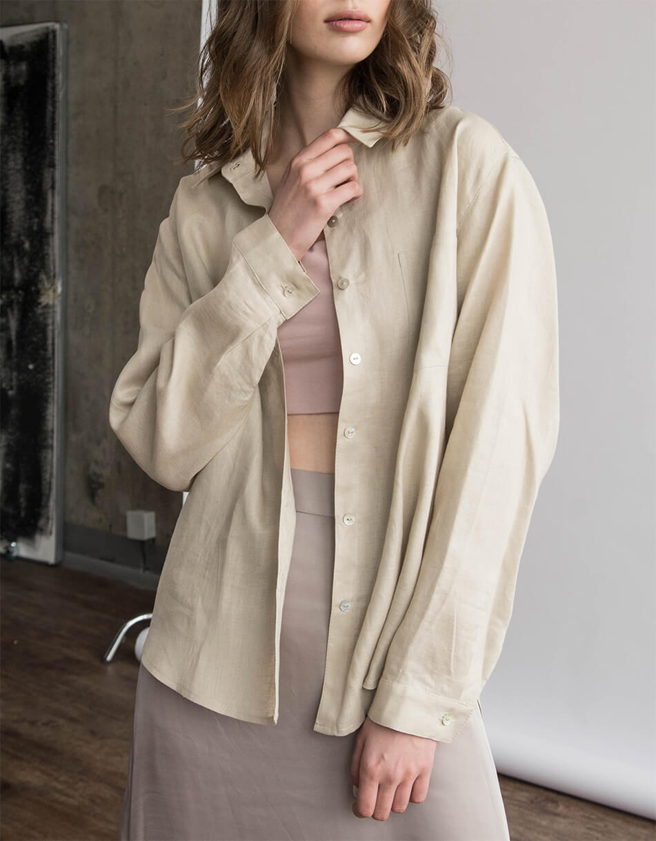 89 Лляна сорочка oversize ZHARKO (ZHRK_zbasic0001wgb-beige) - фото 7