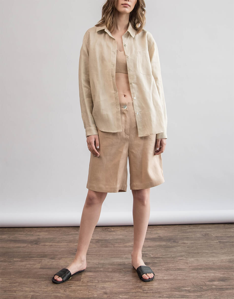 90 Лляна сорочка oversize ZHARKO (ZHRK_zbasic0001wgb-beige) - фото 6