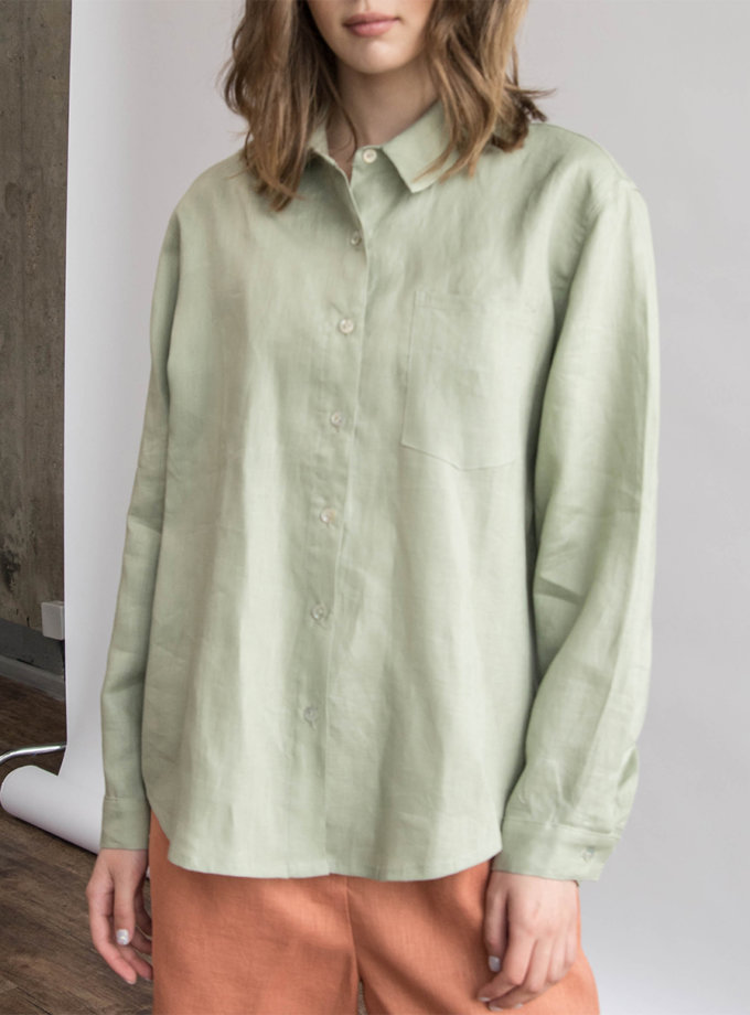 Лляна сорочка oversize ZHARKO (ZHRK_zbasic0001wgb-wormwood) - фото 13