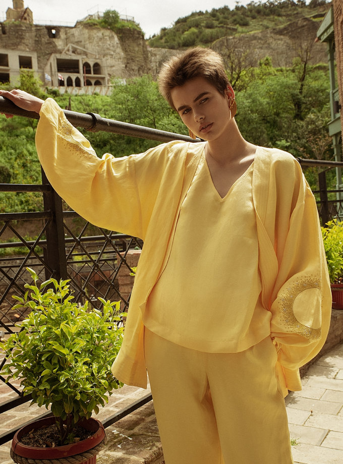 Коротке кімоно з льону WONDER (WNDR_ss21_lye_01) - фото 7