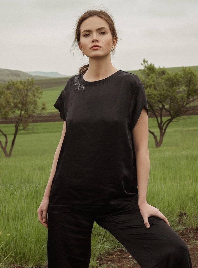 Сатиновий топ із вишивкою WONDER (WNDR_ss21_sblck_01) - фото 15