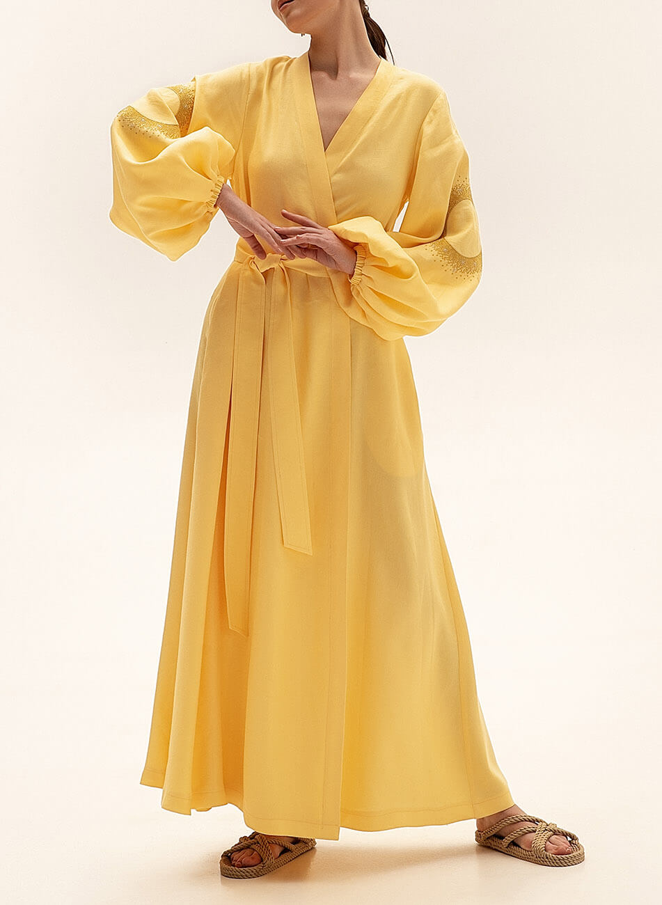 DSC_8447-2-Edit Лляна сукня максі на запах WONDER (WNDR_ss21_lye_11-KAPSULA) - фото 2