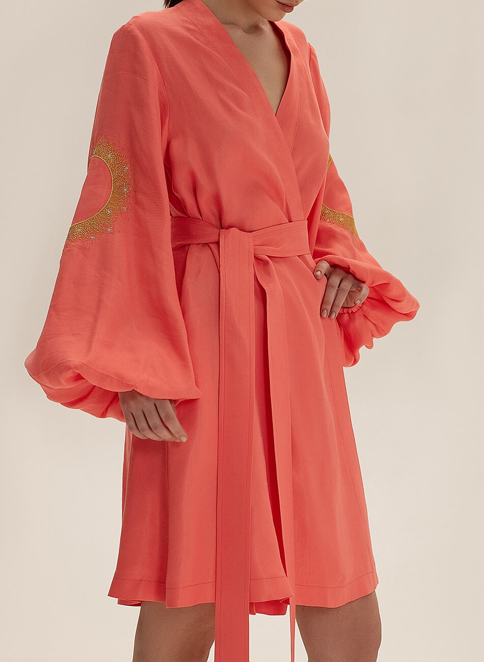 DSC_9538-2-Edit Лляна сукня міні на запах WONDER (WNDR_ss21_lc_12) - фото 3