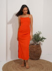 Сукня міді з драпіруванням Reina помаранчева MY x MY (MC_MY7221-1) - фото 8