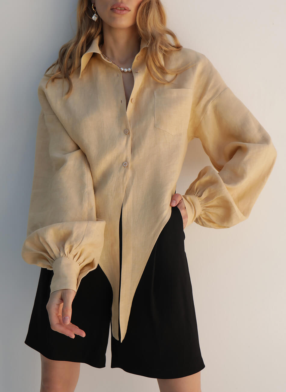 IR_SM21_SB_002 (1) Укорочена сорочка з льону IRARO (IRRO_IR_SM21_SB_002)