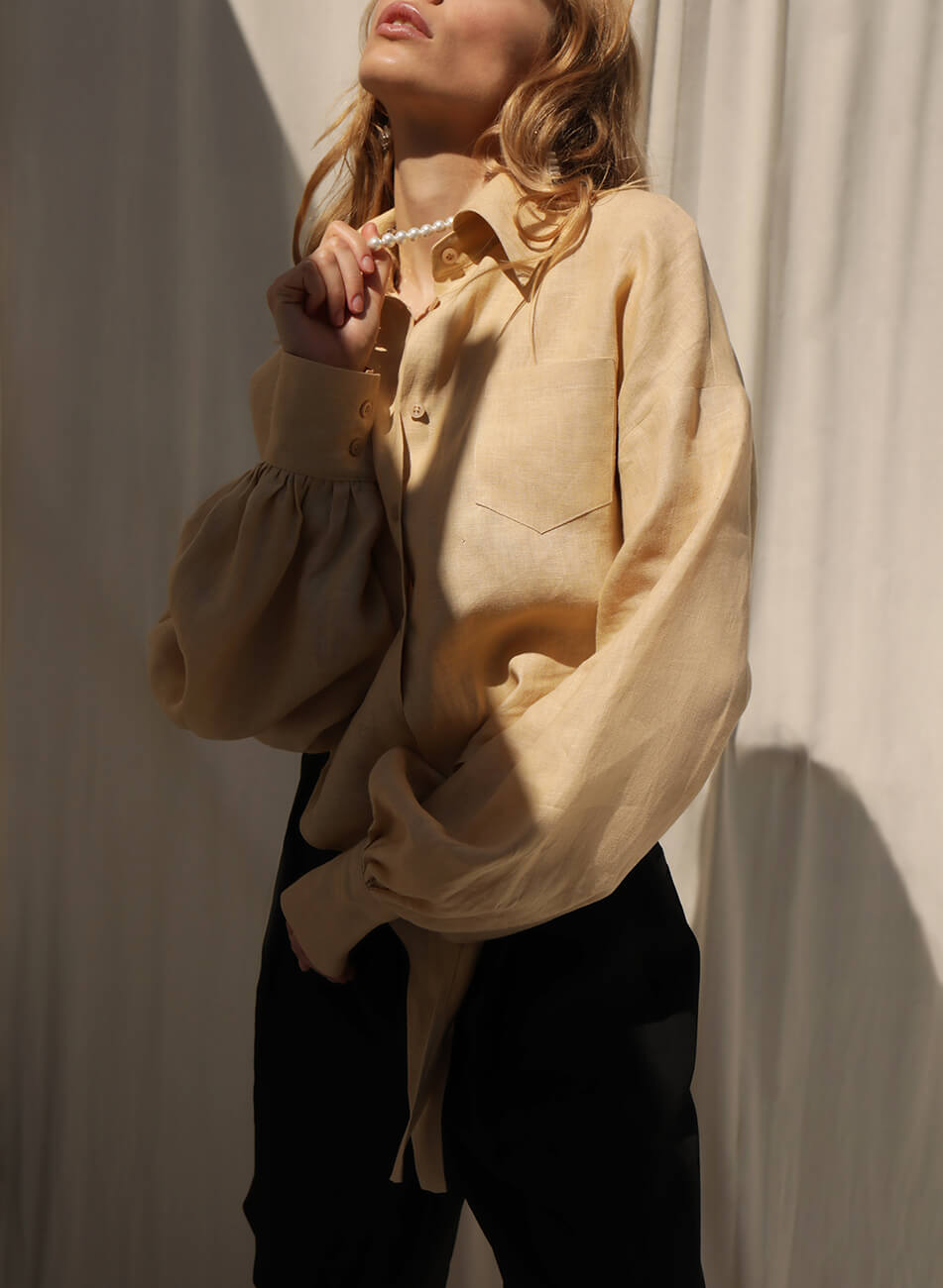 IR_SM21_SB_002 (3) Укорочена сорочка з льону IRARO (IRRO_IR_SM21_SB_002) - фото 2