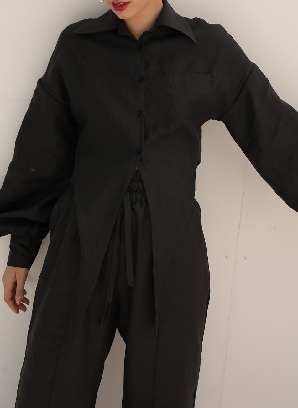 IR_SM21_SD_001 (1) Укорочена сорочка з льону IRARO (IRRO_IR_SM21_SD_001) - фото 2