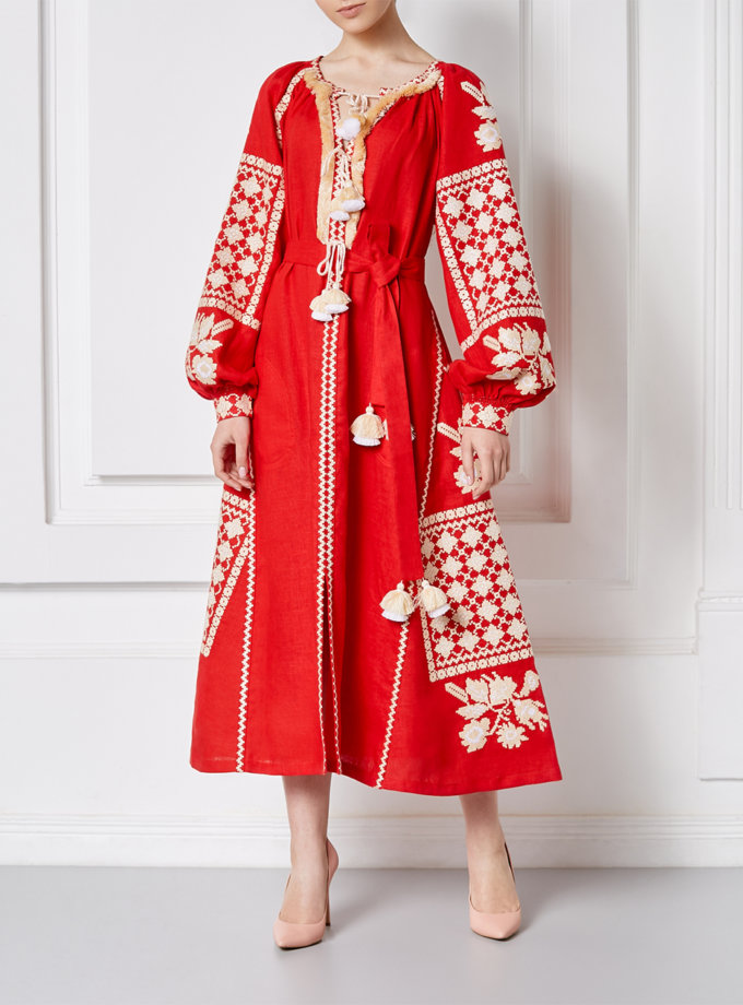 Льняна сукня міді Золото FOBERINI (FOBERI_SS20097)