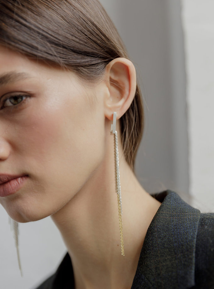 Срібні сережки з ланцюжками LOGVIN JEWELRY (LGV_sergi-tsepochki)