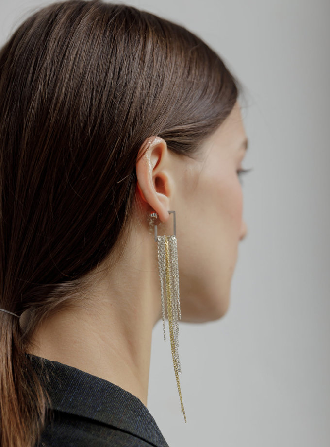 Срібні сережки з ланцюжками LOGVIN JEWELRY (LGV_sergi-tsepochki)