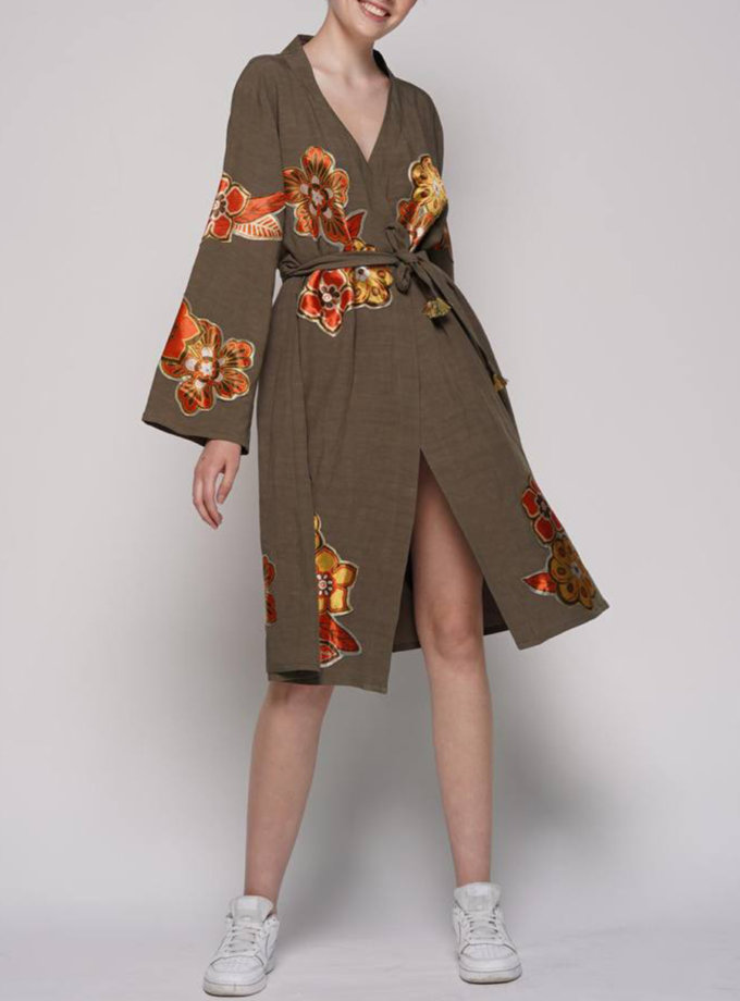 Лляна сукня-кімоно ZHARKO (ZHRK_zkss2100030h) - фото 13