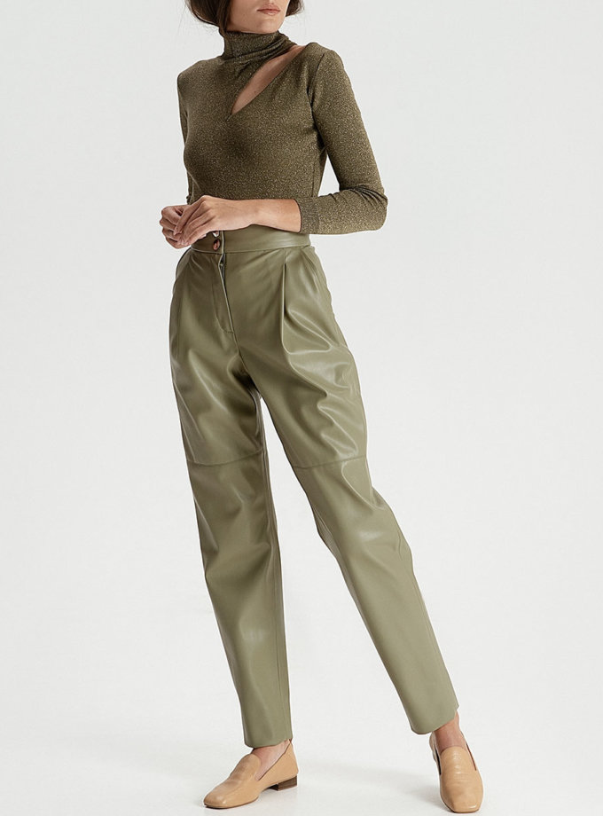 Штани вільного крою з еко-шкіри pistachio WONDER (WNDR_fw21_elf_07) - фото 5