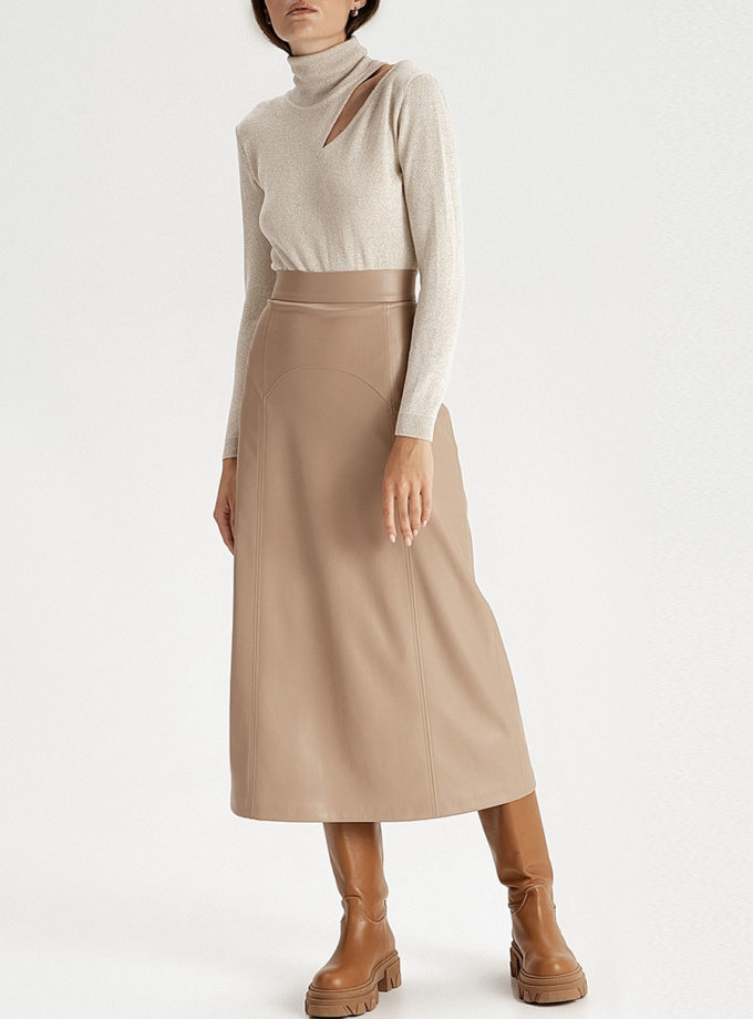 Спідниця міді з еко-шкіри beige WONDER (WNDR_fw21_elb_06) - фото 15