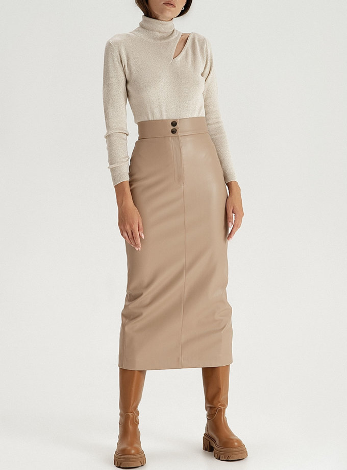 Спідниця з еко-шкіри beige WONDER (WNDR_fw21_elb_03) - фото 7