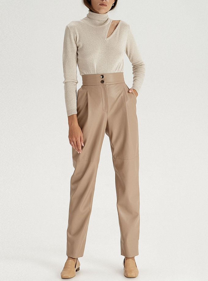 Штани вільного крою з еко-шкіри beige WONDER (WNDR_fw21_elb_07) - фото 9