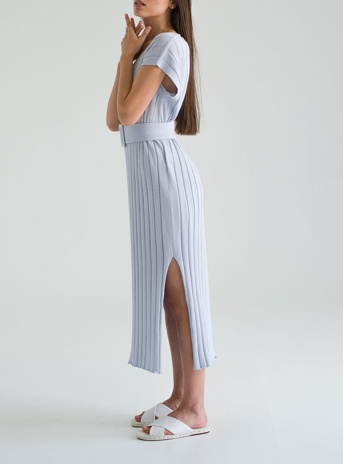 Бавовняна сукня з фактурним в'язанням FIORE BIANCO (FRBC_Fbkndress_blue)