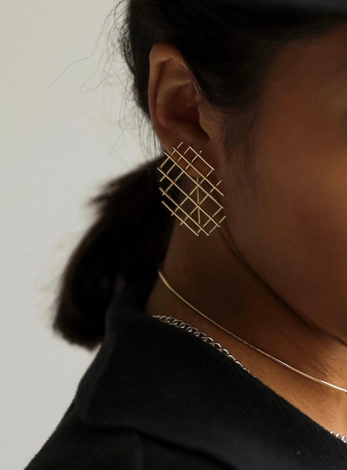 Моносережка з жовтого золота RIMMART JEWELRY (RAJ_ERA-022)