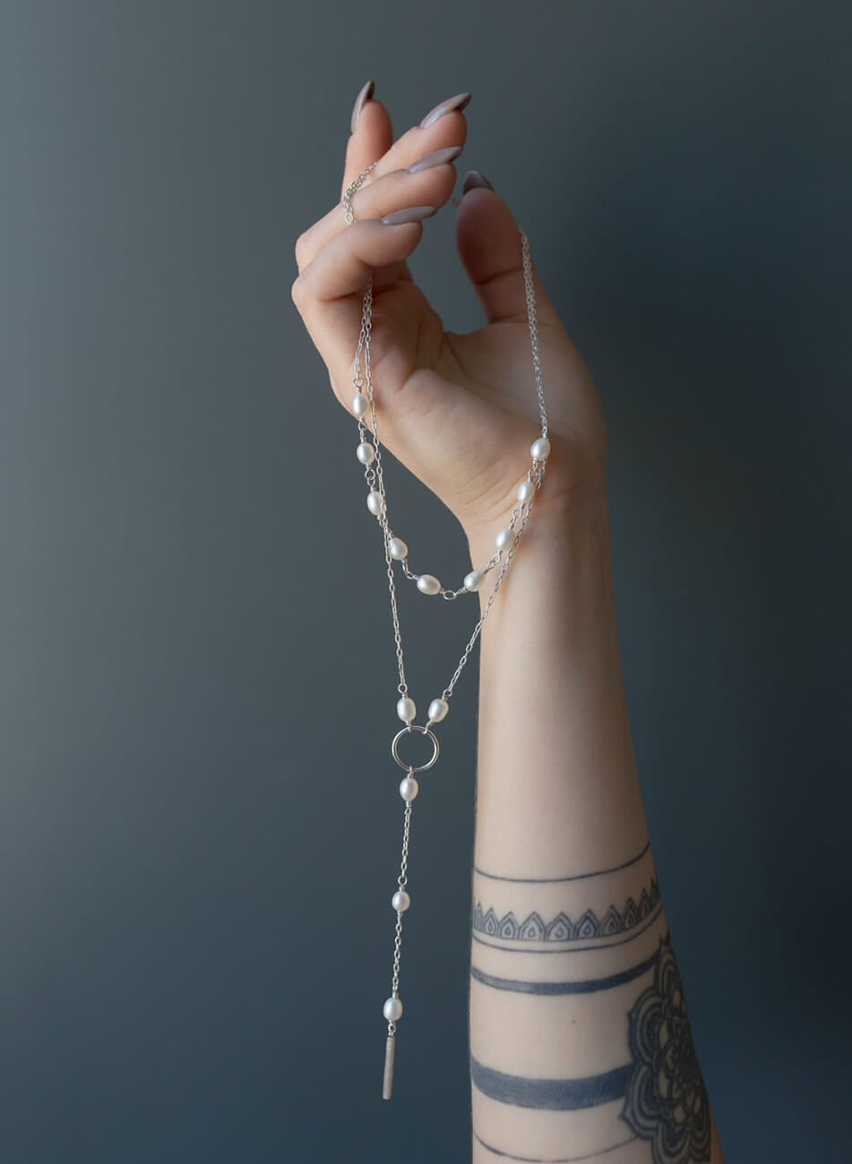 SSN_019 (1) Подвійне кольє-краватка SOLAR SILVER (SLSR_SSN_019) - фото 2