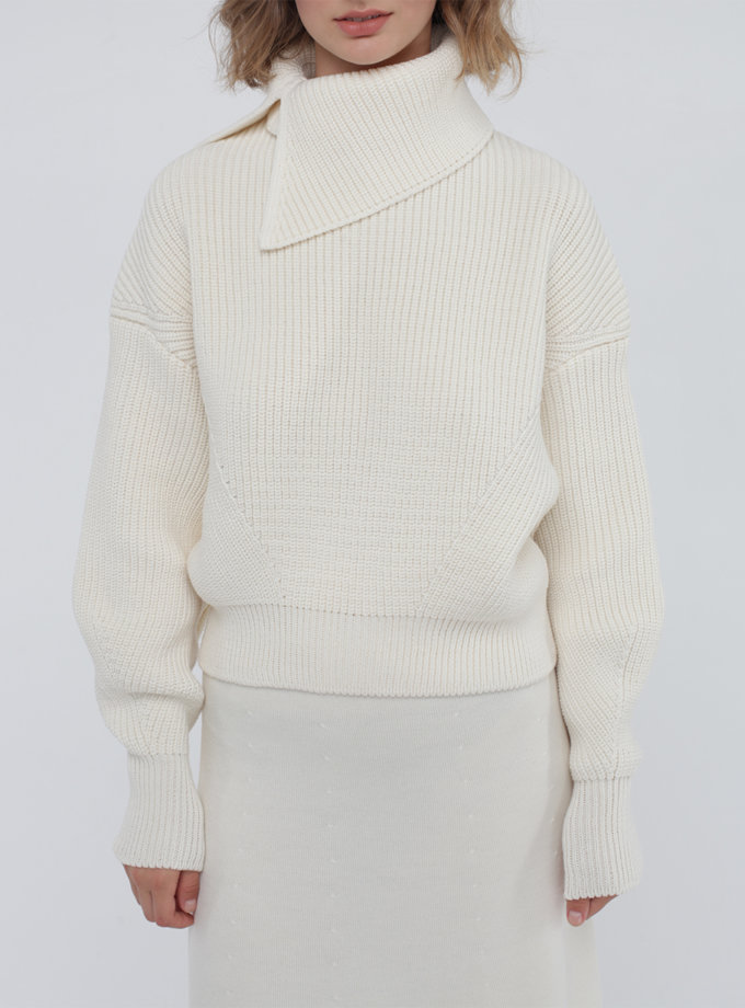 Вовняний джемпер зі знімним коміром MISS SECRET (MISS_PU-022-white)