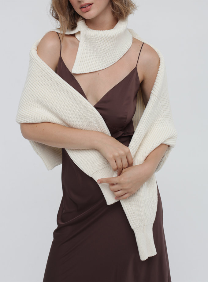 Шарф-комір з мериносової вовни MISS SECRET (MISS_PU-022-white-scarf)