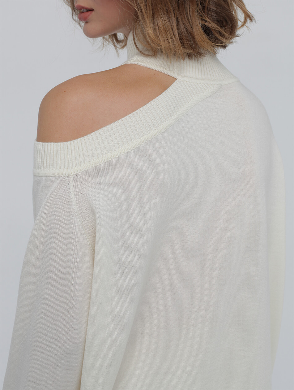 28 Вовняний джемпер з відкритим плечем MISS SECRET (MISS_PU-023-white) - фото 5