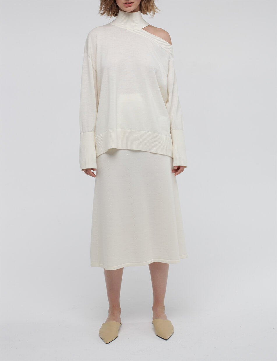 30 Вовняний джемпер з відкритим плечем MISS SECRET (MISS_PU-023-white) - фото 3