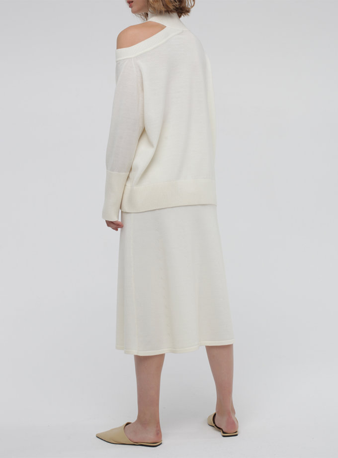 Вовняна спідниця міді MISS SECRET (MISS_SK-023-white)