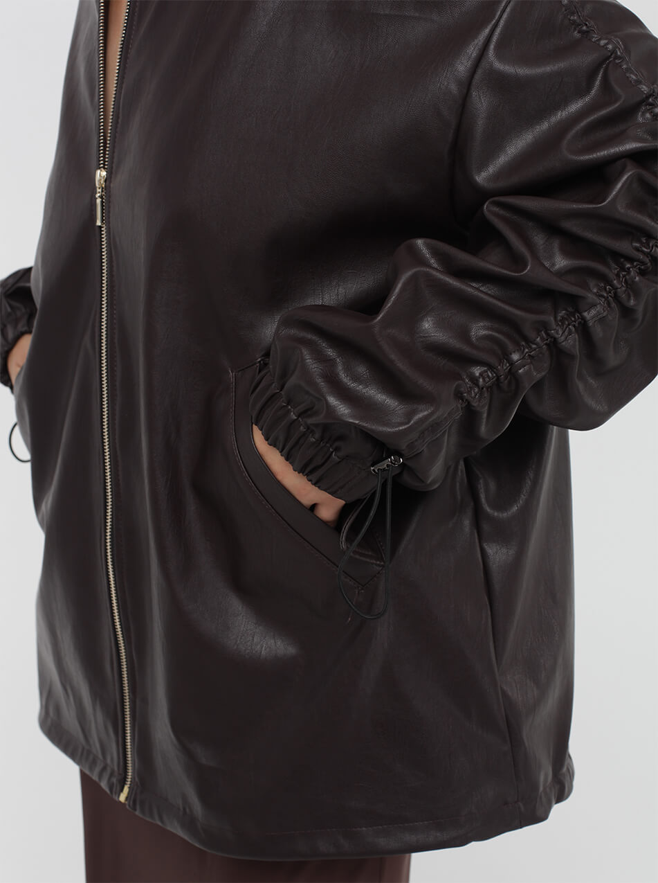 4 Куртка-бомбер з екошкіри MISS SECRET (MISS_JA-009-brown) - фото 7