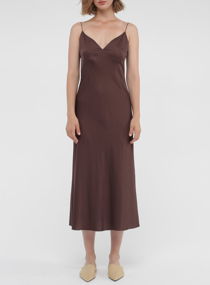 Сукня міді на тонких бретельках MISS SECRET (MISS_DR-038-brown)