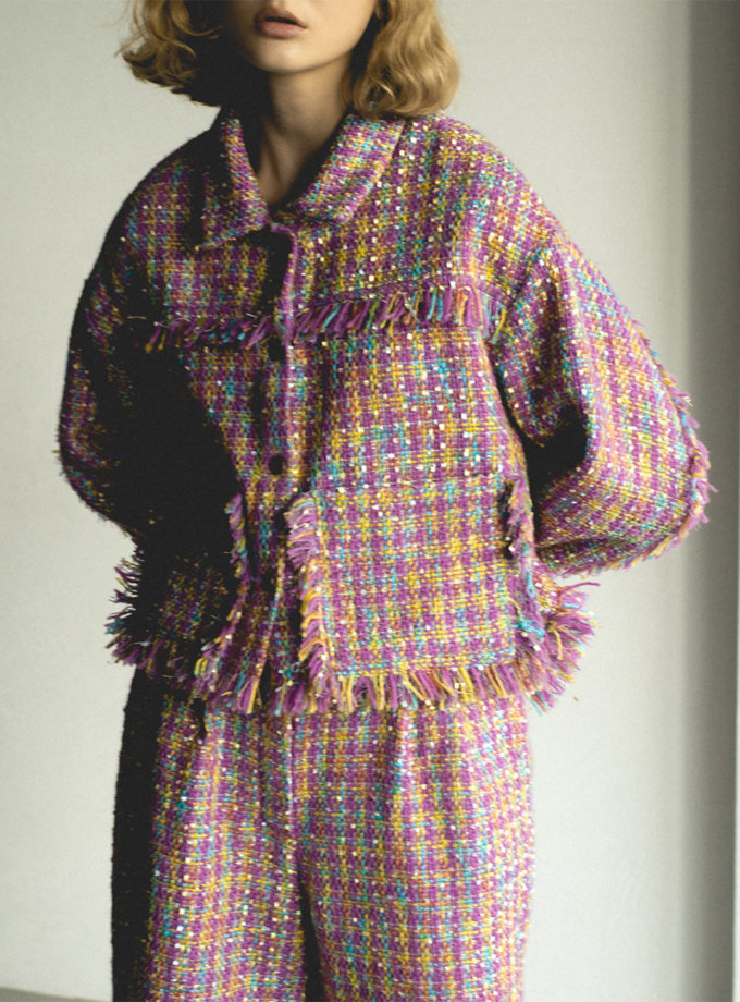 Укорочений жакет із твідової тканини ZHARKO (ZHRK_zkss220003p) - фото 9