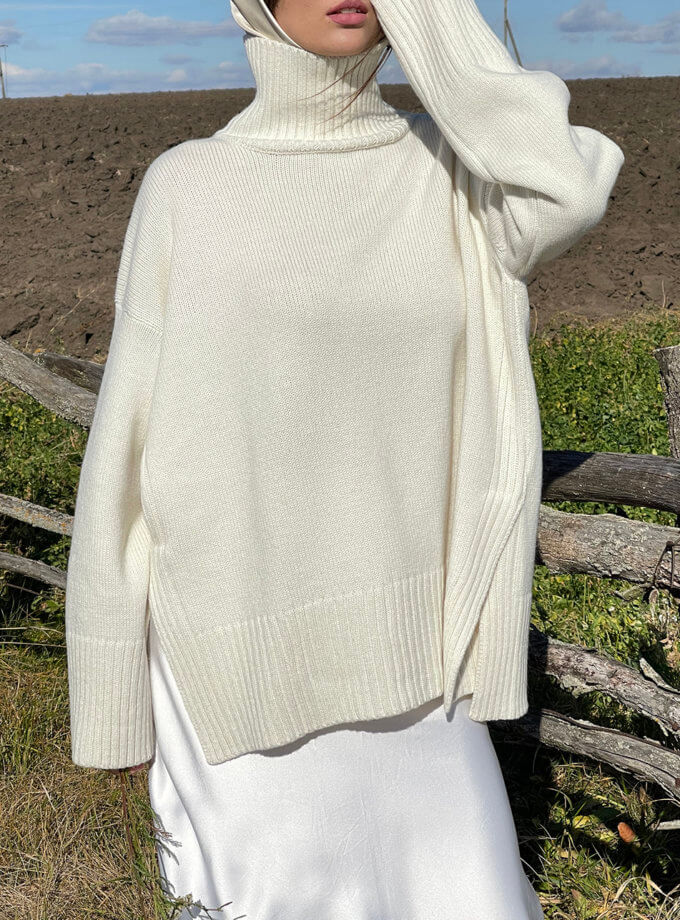 Светр з вовни мериносу FIORE BIANCO (FRBC_FBmer_MILK) - фото 17