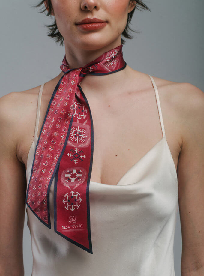 Шовкова хустка твіллі з дизайнерським принтом Щастя NESAMOVYTO (NST_TSH1)