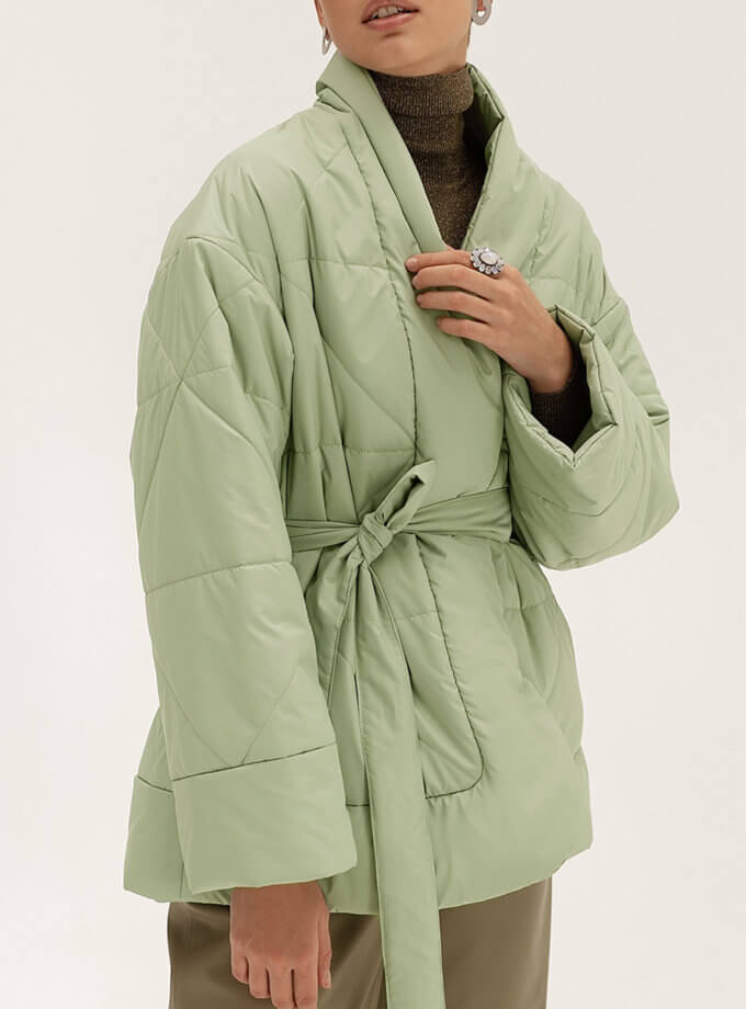 Укорочений пуховик-кімоно Pistachio WONDER (WNDR_fw21_fw22_plpis_04) - фото 19