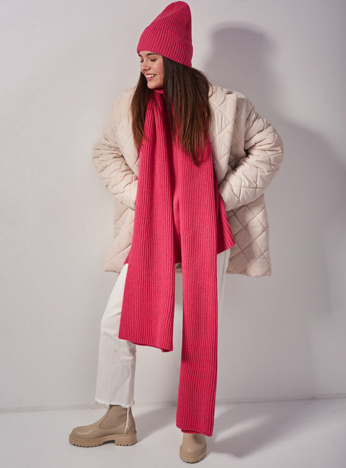 Шарф з вовни мериноса FIORE BIANCO (FRBC_FBscarf__strowberry)