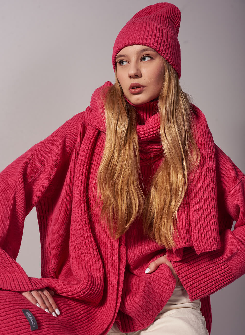 86354BB9-E8E1-4D2C-A4A0-6438A3E93B6D Шарф з вовни мериноса FIORE BIANCO (FRBC_FBscarf__strowberry) - фото 6