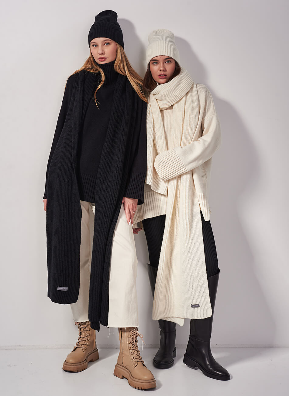 D5F7F602-1957-43DB-B390-0098DE11E1F3 Шарф з вовни мериноса FIORE BIANCO (FRBC_FBscarf__black) - фото 5