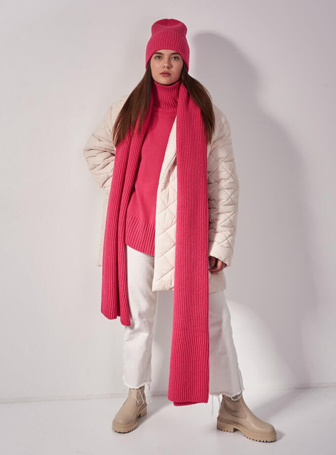 Шарф з вовни мериноса FIORE BIANCO (FRBC_FBscarf__strowberry)