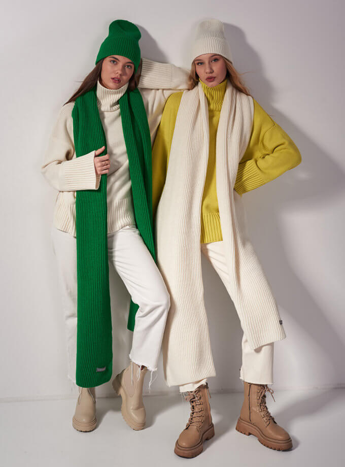 Шарф з вовни мериноса FIORE BIANCO (FRBC_FBscarf__green)