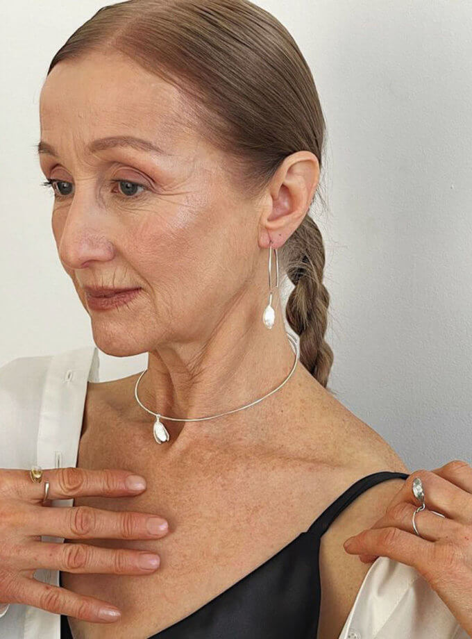 Срібні сережки-хупи Кардамон LOGVIN JEWELRY (LGV_kardamome_002)