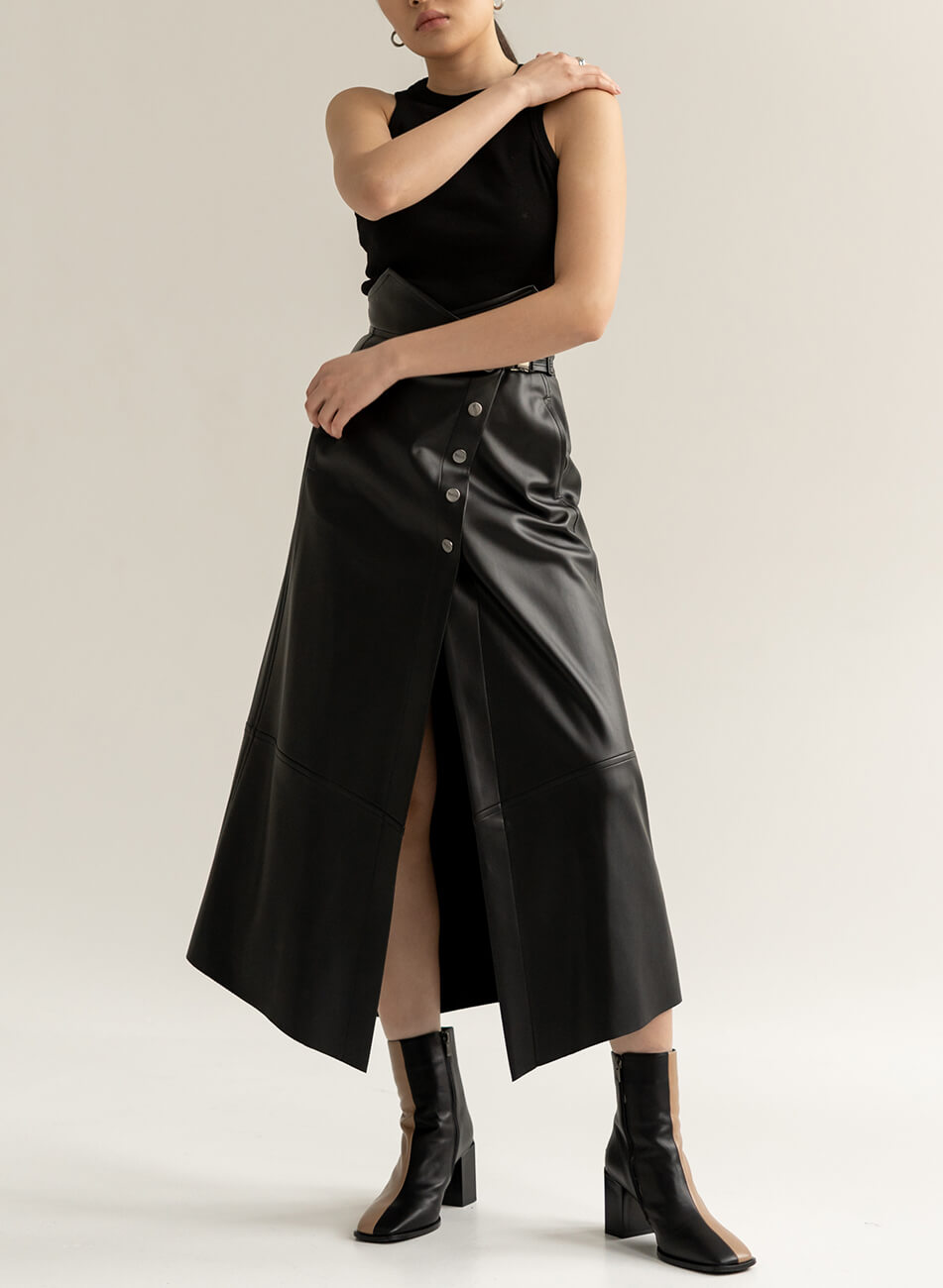 Seven_Eleven_pre_SS_22_315 Спідниця на запах екошкіра 7/11 SEVEN ELEVEN (SE_SE21_Sk_Brassica_Ltr_B) - фото 2