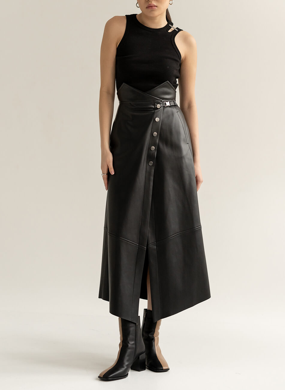 Seven_Eleven_pre_SS_22_316 Спідниця на запах екошкіра 7/11 SEVEN ELEVEN (SE_SE21_Sk_Brassica_Ltr_B) - фото 3