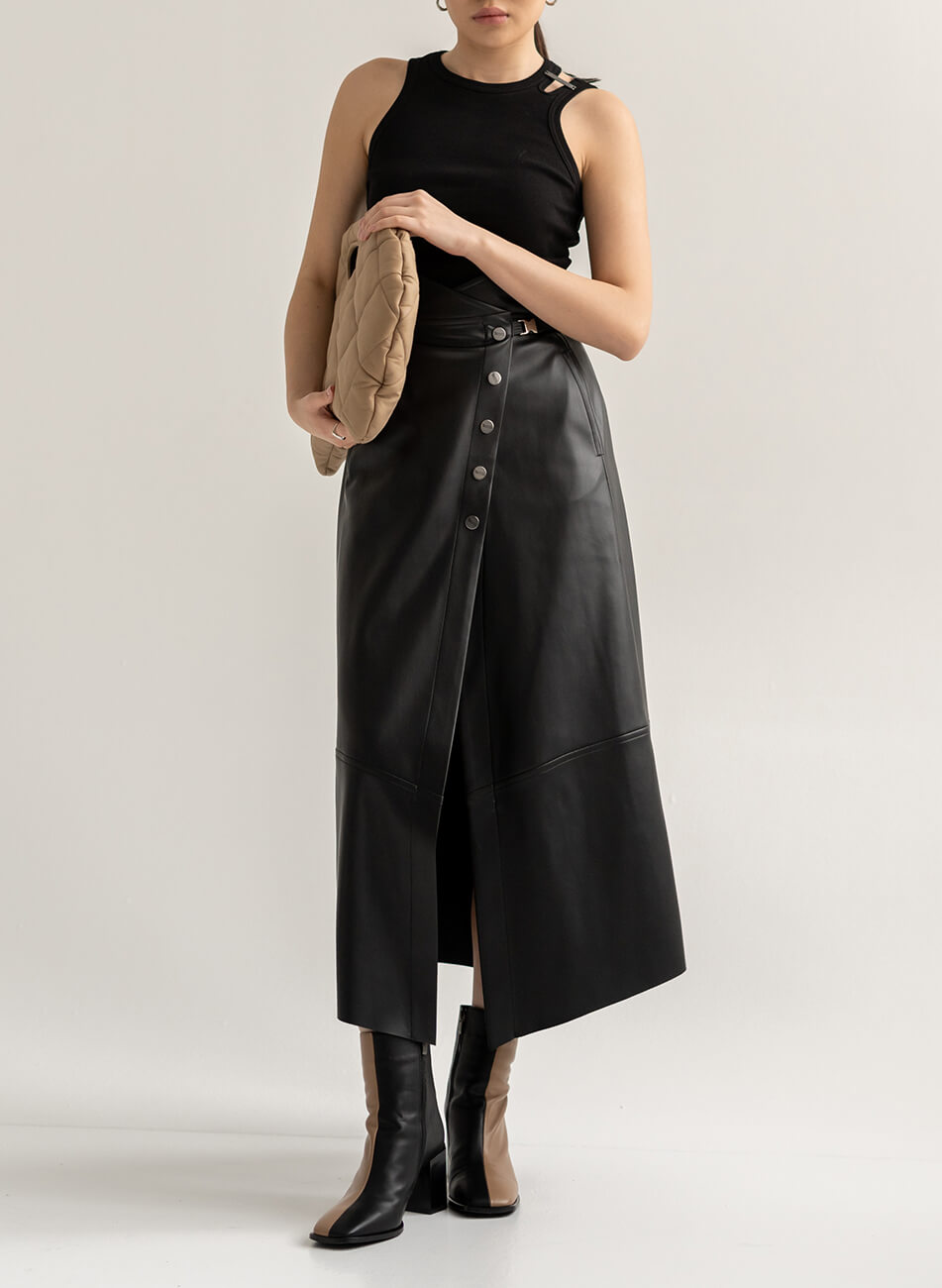 Seven_Eleven_pre_SS_22_332 Спідниця на запах екошкіра 7/11 SEVEN ELEVEN (SE_SE21_Sk_Brassica_Ltr_B) - фото 4