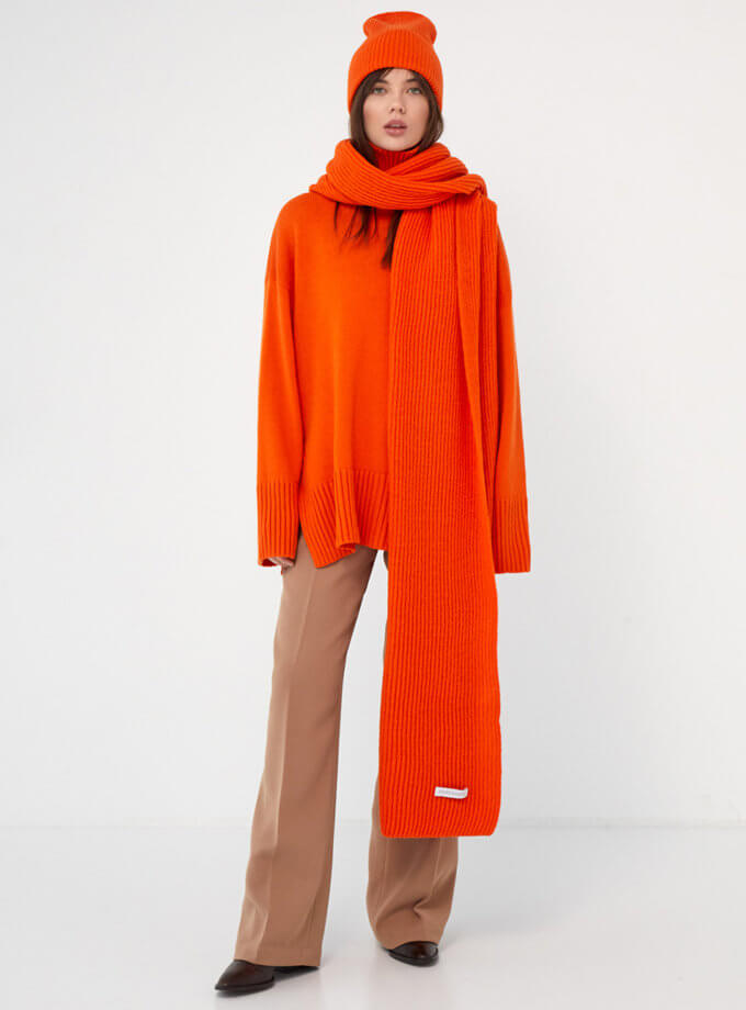 Шапка біні з вовни мериноса помаранчева FIORE BIANCO (FRBC_FBhat_orange) - фото 6