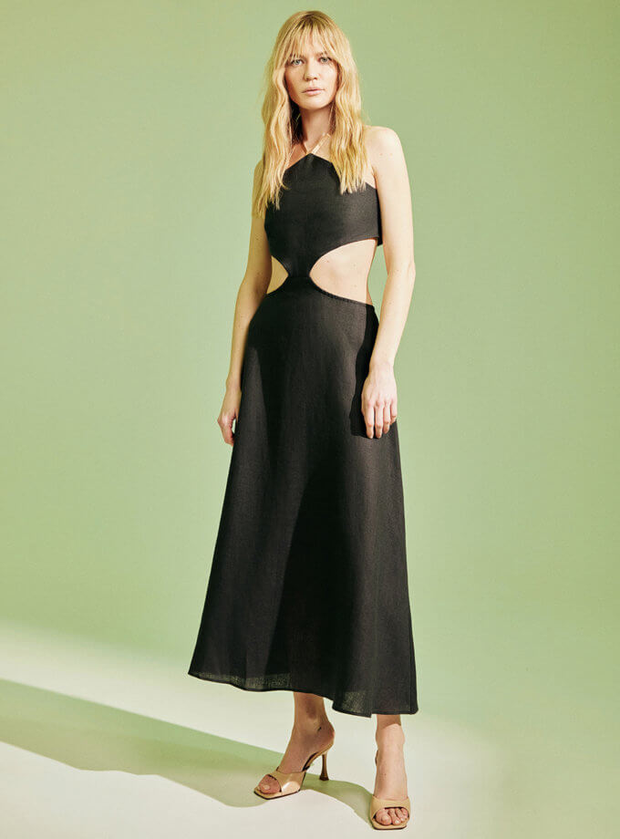 Сукня міді з льону з вирізами на талії L.A.B BY TERNOVSKAYA (LAB_2322)