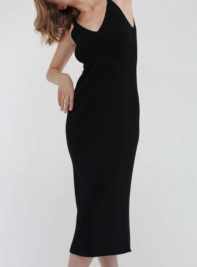 Сарафан в рубчик міді MISS SECRET (MISS_DR-041-knit-black)
