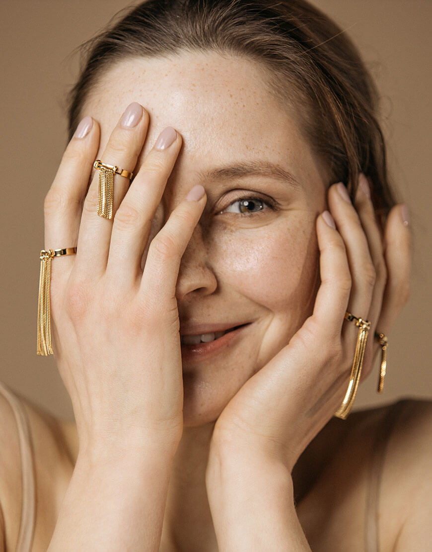 2023_02_07_6433 Каблучка з ланцюжками Confidence long yellow IVA JEWELRY (IVA_CG04) - фото 4